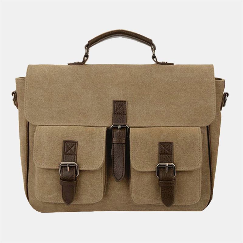 Menn Vintage Rub Color Slitasjebestandig Multi-lommer Canvas Koffert Crossbody Skulderveske