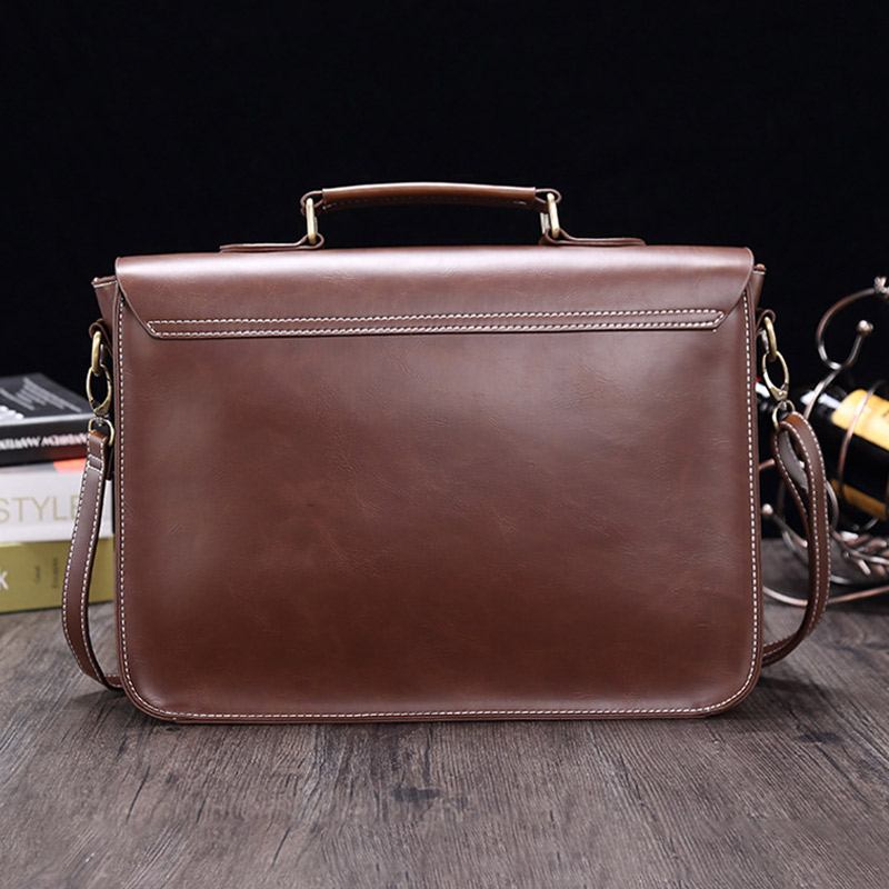 Menn Vintage Vanntett Slitasjebestandig Faux Laether Business Koffert Crossbody Skulderveske