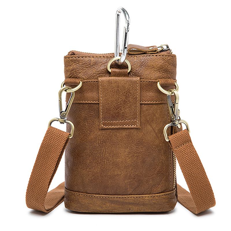 Midjeveske I Ekte Skinn First Layer Leather Leisure Retro Phone Veske Crossbody-veske For Menn