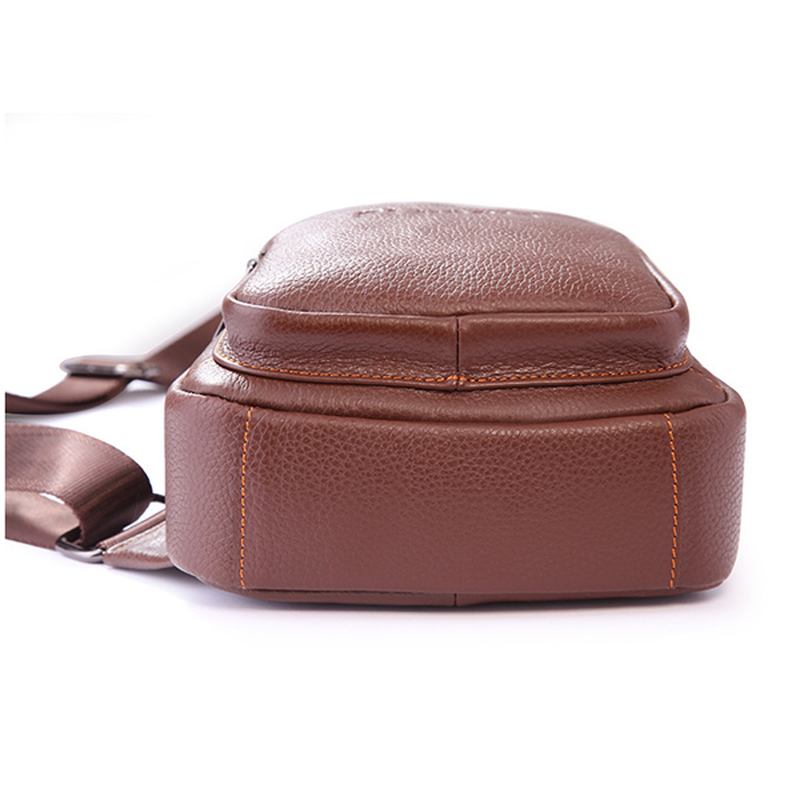 Retro Menn Fritids Outdoor Sport Brystveske I Ekte Skinn Crossbody-veske