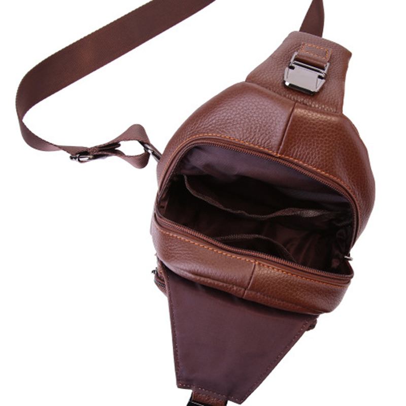 Retro Menn Fritids Outdoor Sport Brystveske I Ekte Skinn Crossbody-veske