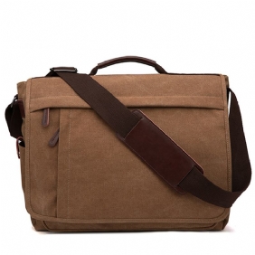 Stor Kapasitet Canvas Business Laptop-veske Skulderveske Crossbody-veske For Menn