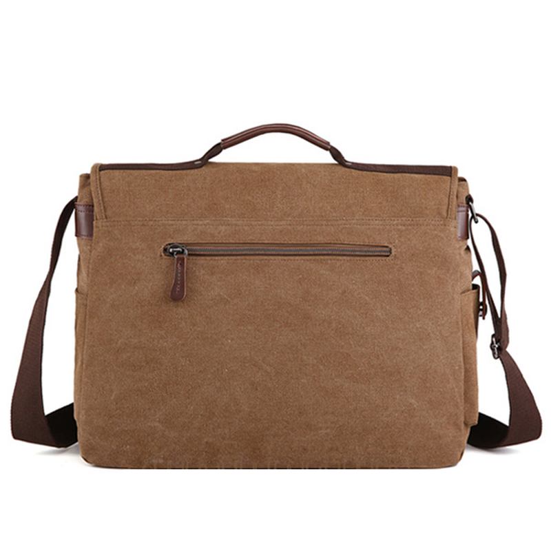 Stor Kapasitet Canvas Business Laptop-veske Skulderveske Crossbody-veske For Menn