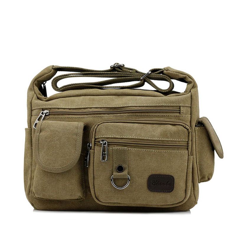 Stor Kapasitet Menn Fritids Canvas Skulder Messenger Veske Travel Crossbody Bag