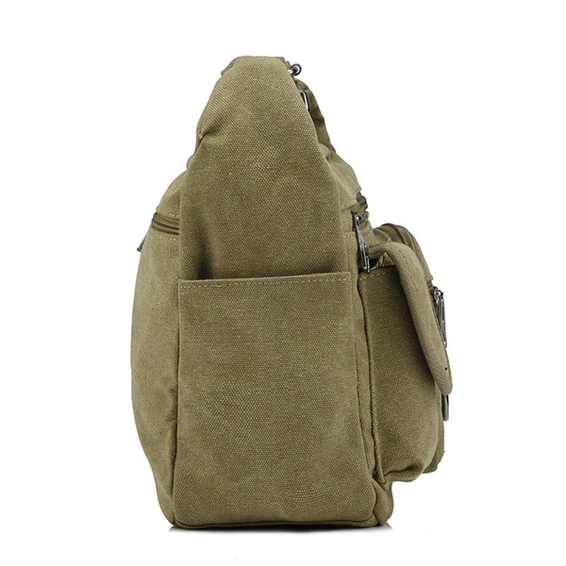 Stor Kapasitet Menn Fritids Canvas Skulder Messenger Veske Travel Crossbody Bag