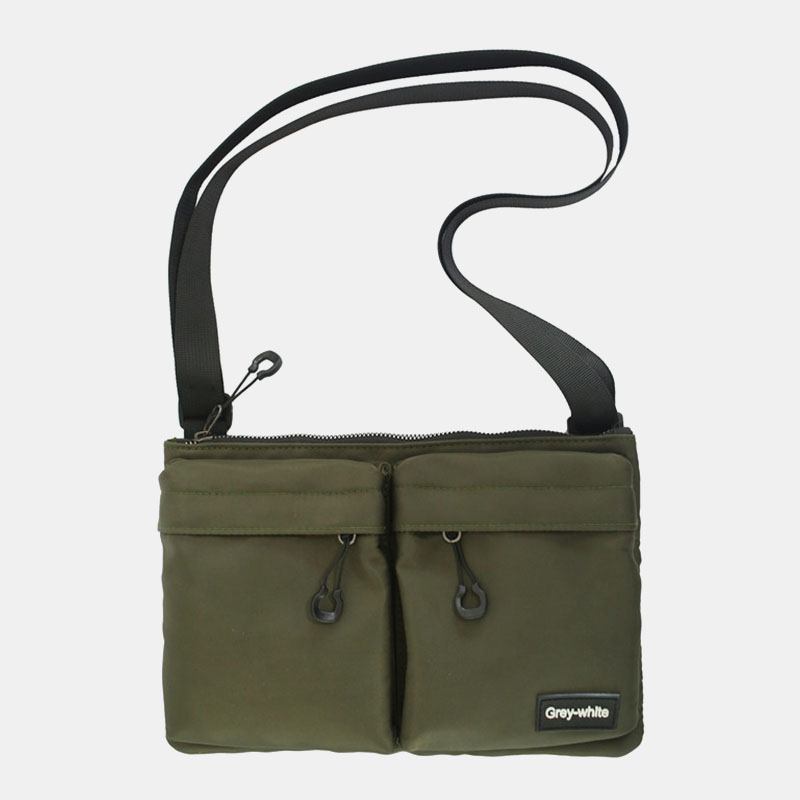 Unisex Dobbel Frontlomme Med Glidelås Crossbody-vesker Nylon Uformell Enkel Slitesterk Skulderveske