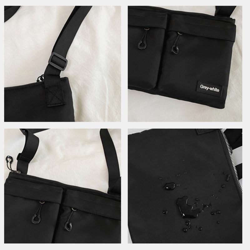 Unisex Dobbel Frontlomme Med Glidelås Crossbody-vesker Nylon Uformell Enkel Slitesterk Skulderveske