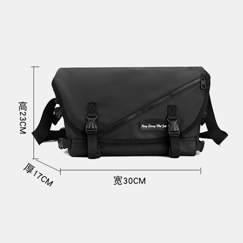 Unisex Stor Kapasitet Rygg Anti-tyveri Lomme Crossbody Vesker Minimalistisk Spenne Nylon Messenger Veske Skulderveske