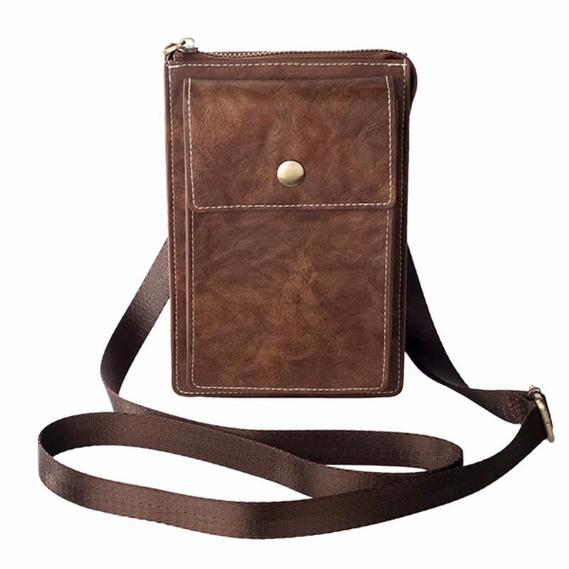 Vintage Fritids Dobbel Glidelås 6 Tommers Telefonveske Crossbody Veske Midjeveske For Menn