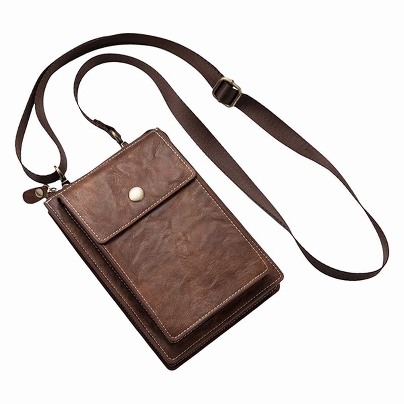 Vintage Fritids Dobbel Glidelås 6 Tommers Telefonveske Crossbody Veske Midjeveske For Menn