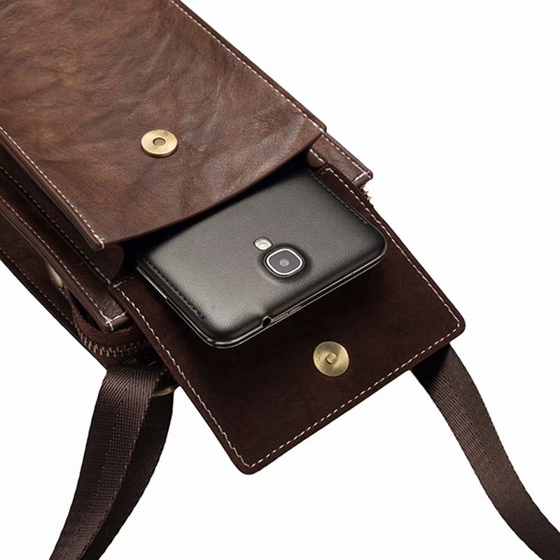 Vintage Fritids Dobbel Glidelås 6 Tommers Telefonveske Crossbody Veske Midjeveske For Menn