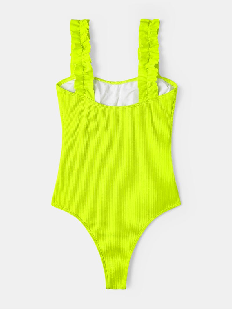 Kvinner Ensfarge Ruffled Straps One Piece Hawaii Beach Badetøy