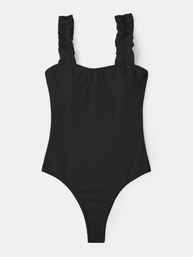 Kvinner Ensfarge Ruffled Straps One Piece Hawaii Beach Badetøy