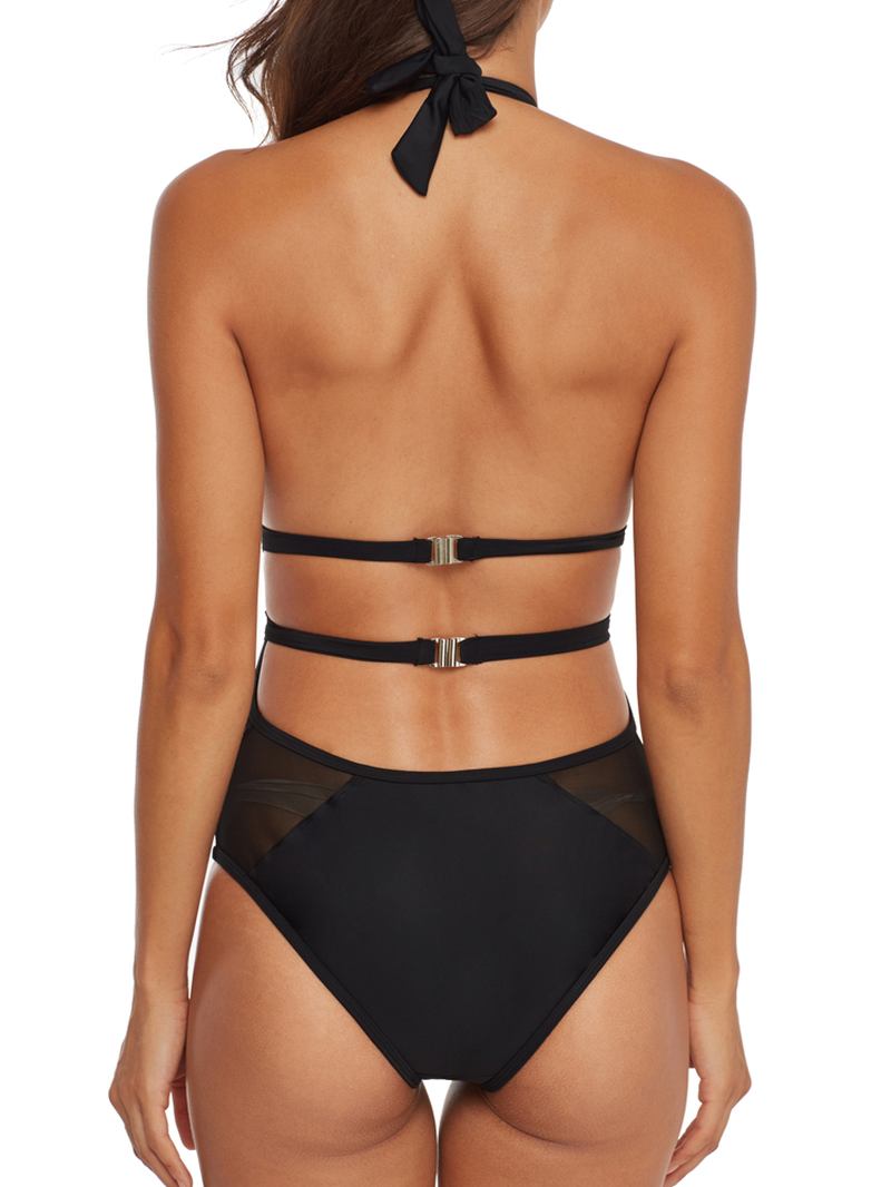 One Pieces Black Mesh Hollow Badetøy