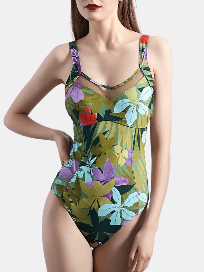 Plant Med Trykk Cut Out Tie Back One Piece Hawaii Sommer Beach Badedrakt For Kvinner