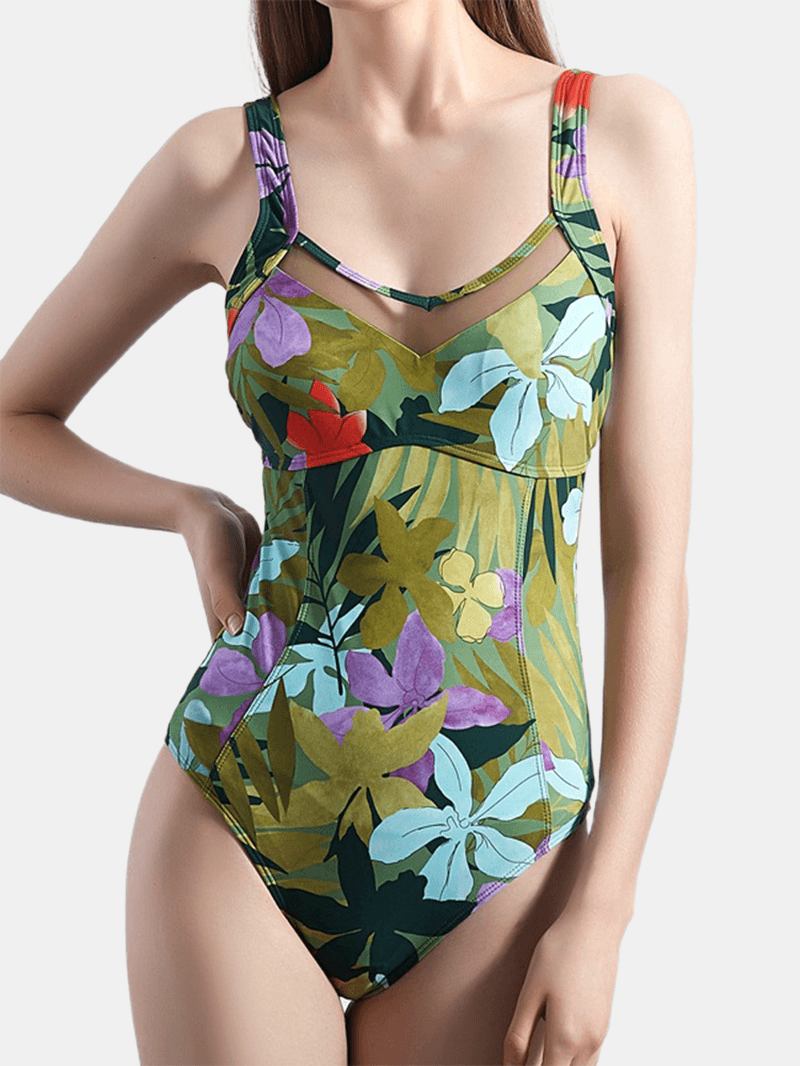 Plant Med Trykk Cut Out Tie Back One Piece Hawaii Sommer Beach Badedrakt For Kvinner