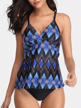 Kvinner Etnisk Stil Geometrisk Med Trykk Backless Tankini Cover Belly Badedrakter