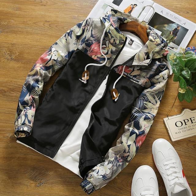 Blomstrete Bomber Jakke For Menn