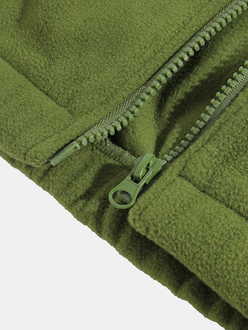 Ensfarget Polar Fleece Drop Shoulder-jakke For Menn Med Lomme