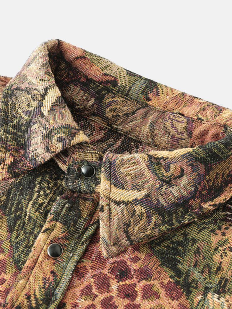 Herre 3d Allover Animal Med Trykk Roving Button Up Lapel Collar Fritids Overskjorte