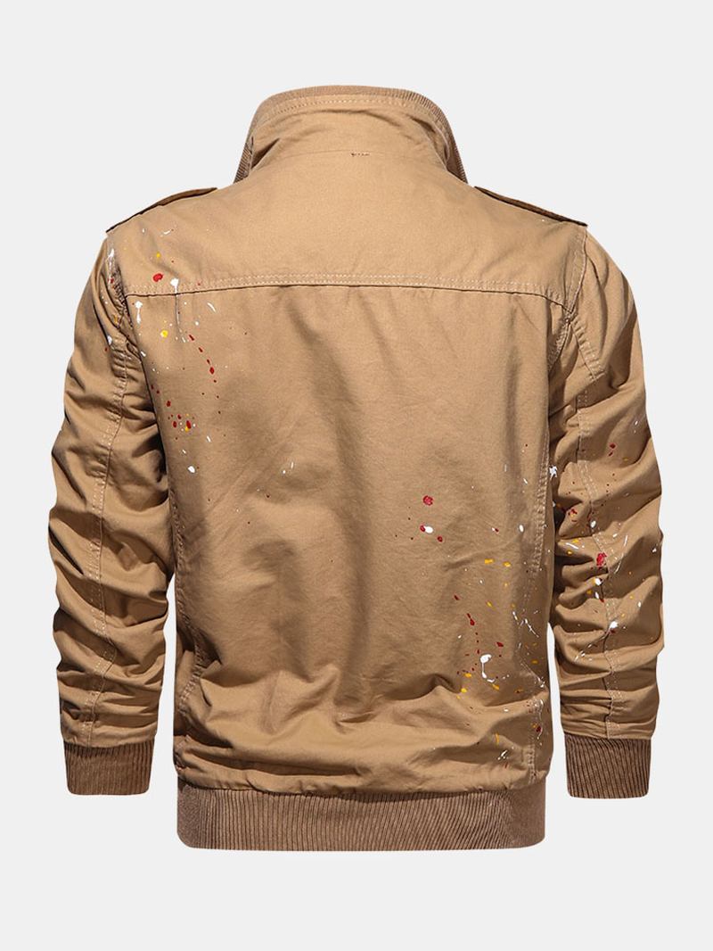 Herre Paint Med Trykk Cotton Multi Pocket Jacket