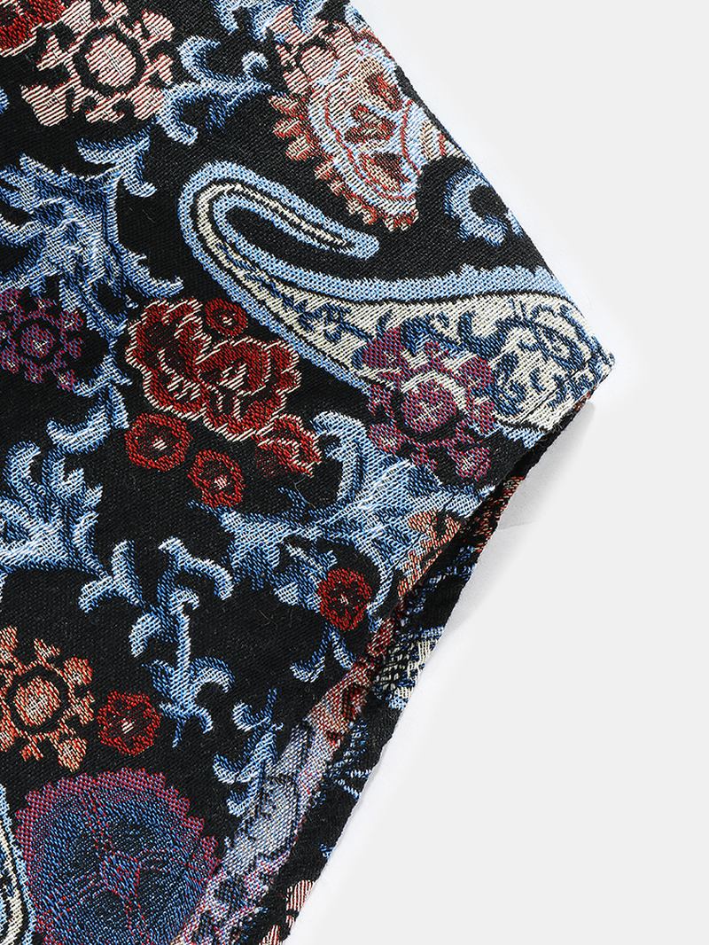 Herre Paisley Mønster Button Up Lapel Etnisk Stil Skjortejakke