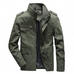 Herre Stativ Krage Bomullslomme Høst Outdoor Cargo Jacket