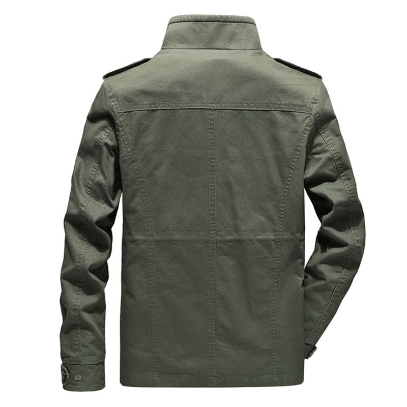 Herre Stativ Krage Bomullslomme Høst Outdoor Cargo Jacket