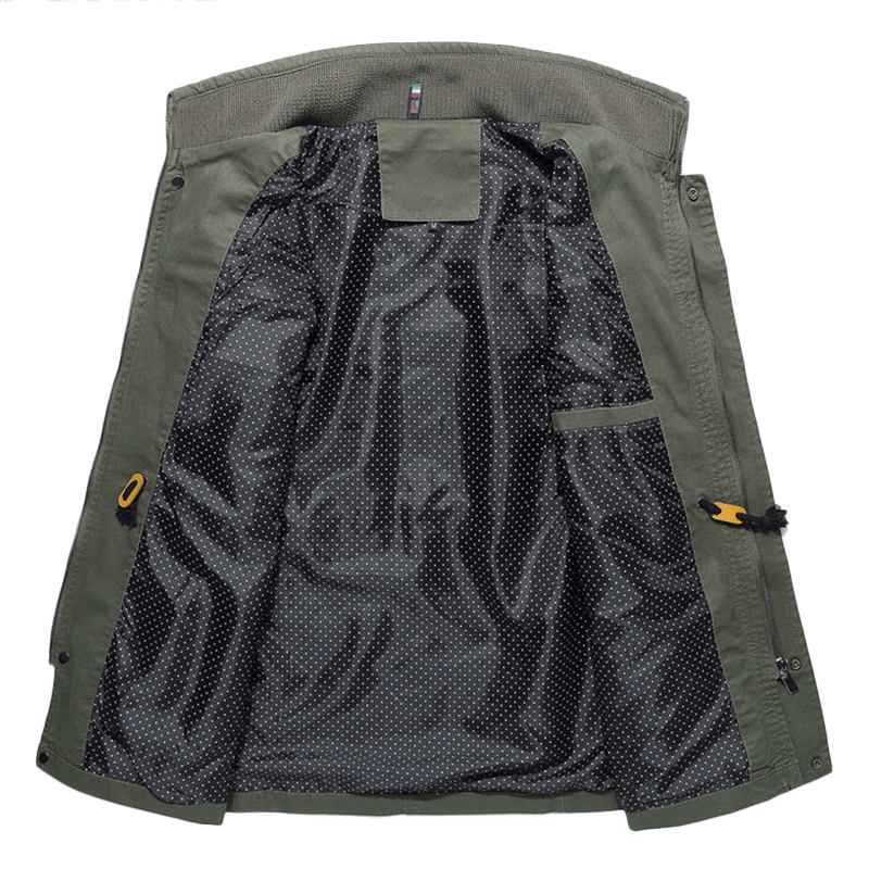 Herre Stativ Krage Bomullslomme Høst Outdoor Cargo Jacket