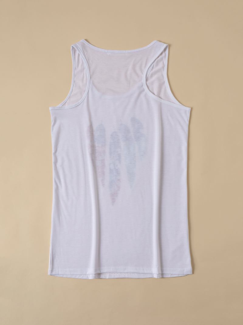 Feather Animal Med Trykk Rundhals Ermeløse Tank Tops