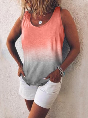 Kvinner Fritids Gradient Med Trykk Farge Ermeløs Vest Tank Tops