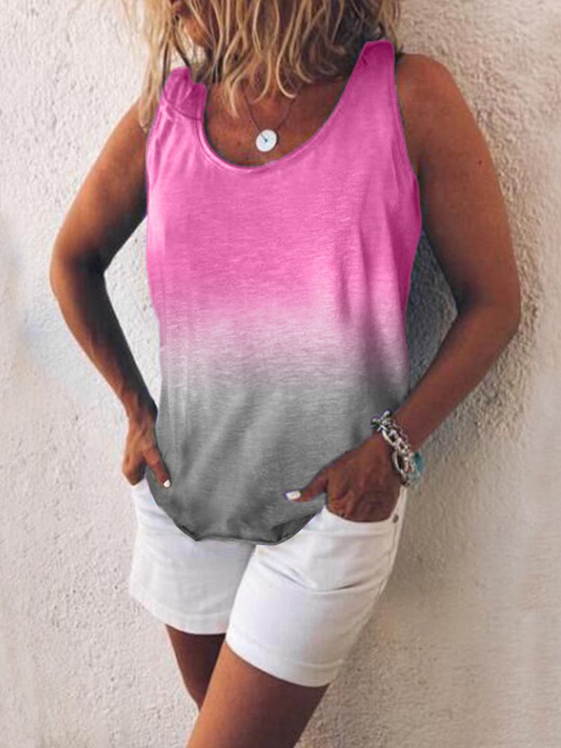 Kvinner Fritids Gradient Med Trykk Farge Ermeløs Vest Tank Tops