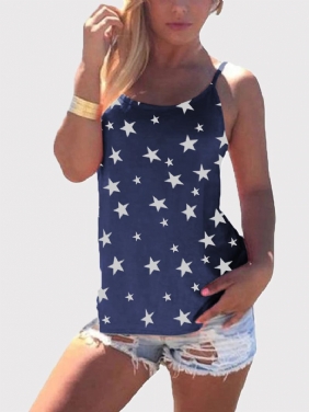 Star Med Trykk Back Cross Sleeveless Sling Fritids Wild Tank Top