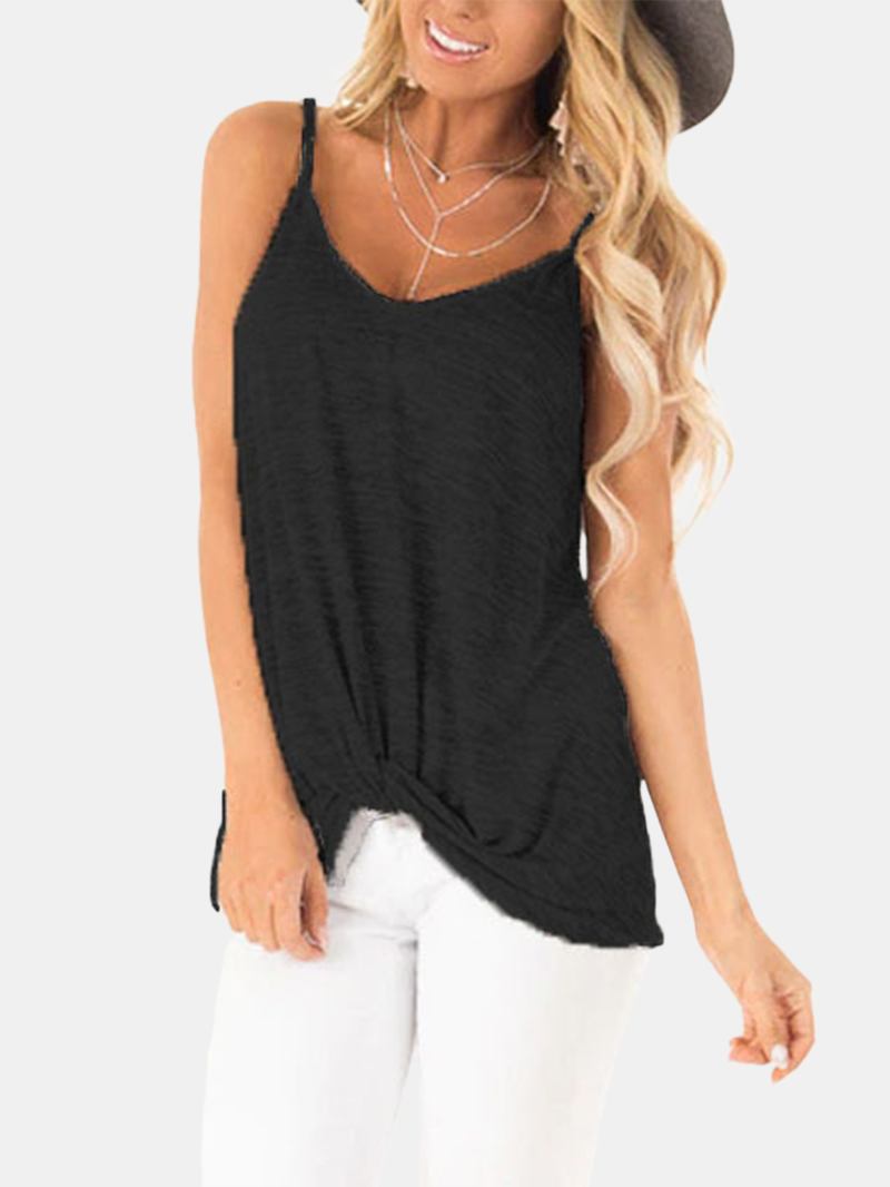 Uformelle V-hals Ermeløse Stropper Camisole Tank Tops