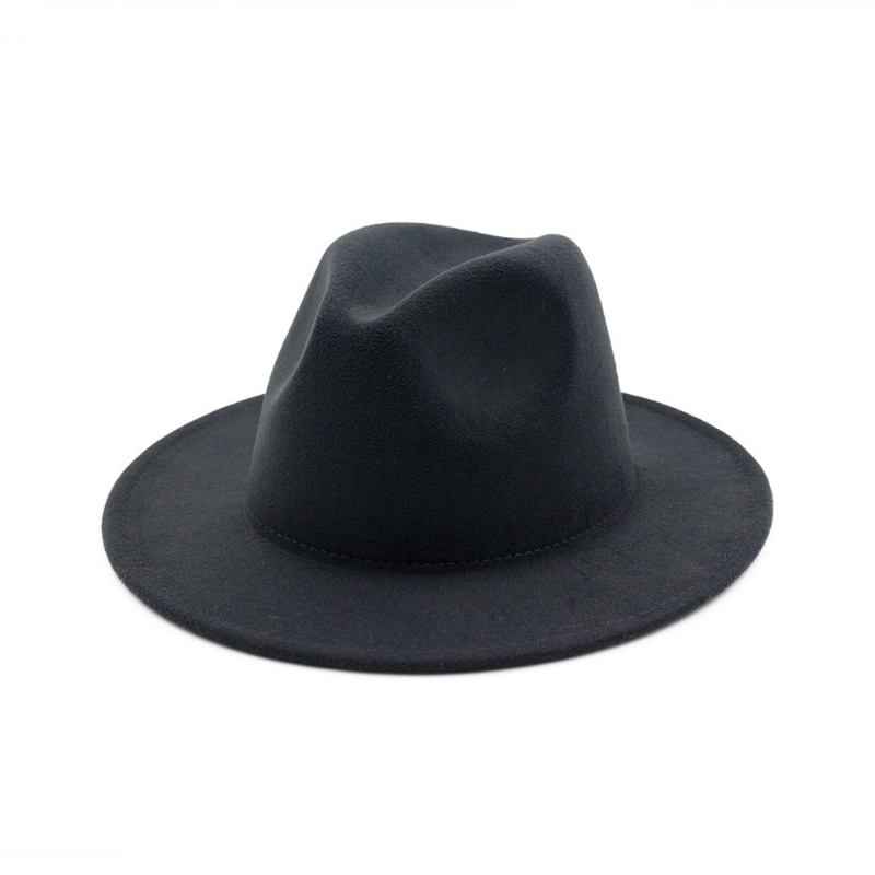 All-match Fedora-lue Med Bred Brem For Kvinner Ensfarget Ullfiltlue For Menn Høst Vinter Panama Gamble Yellow Jazz Cap