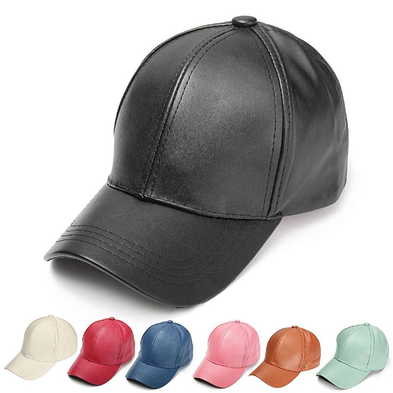 Baseballcaps I Mykt Pu-skinn Biker Trucker Justerbare Outdoor Sports Hatter For Menn Kvinner