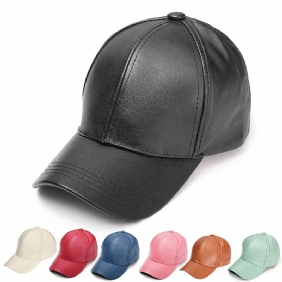 Baseballcaps I Mykt Pu-skinn Biker Trucker Justerbare Outdoor Sports Hatter For Menn Kvinner