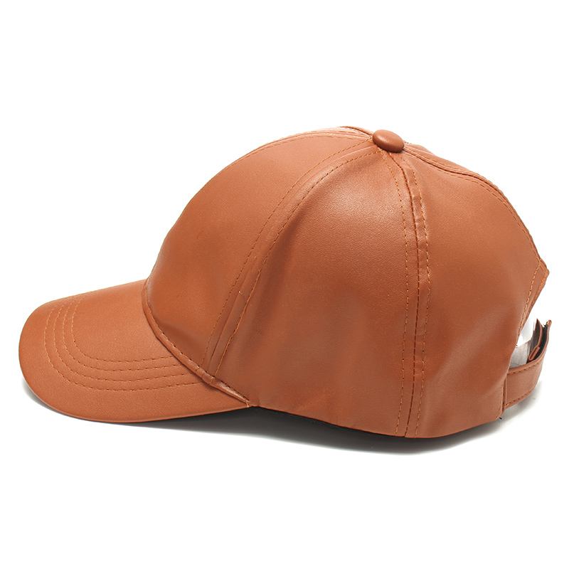 Baseballcaps I Mykt Pu-skinn Biker Trucker Justerbare Outdoor Sports Hatter For Menn Kvinner