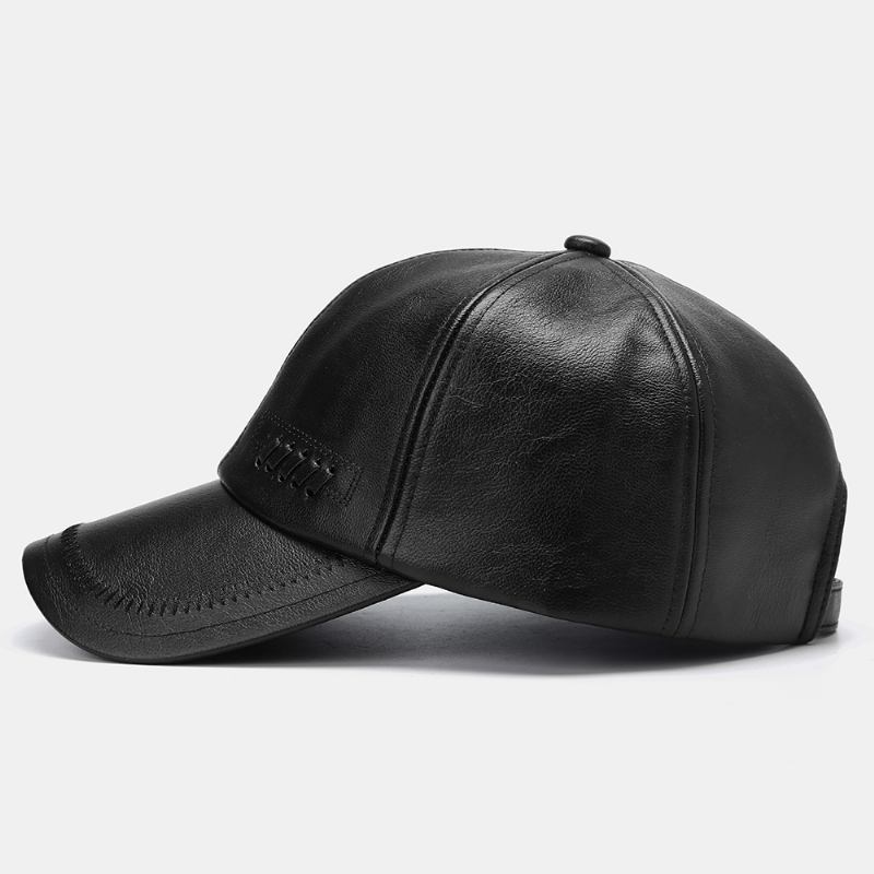 Baseballcaps I Skinn For Menn Utendørs Varm Trucker Justerbare Hatter