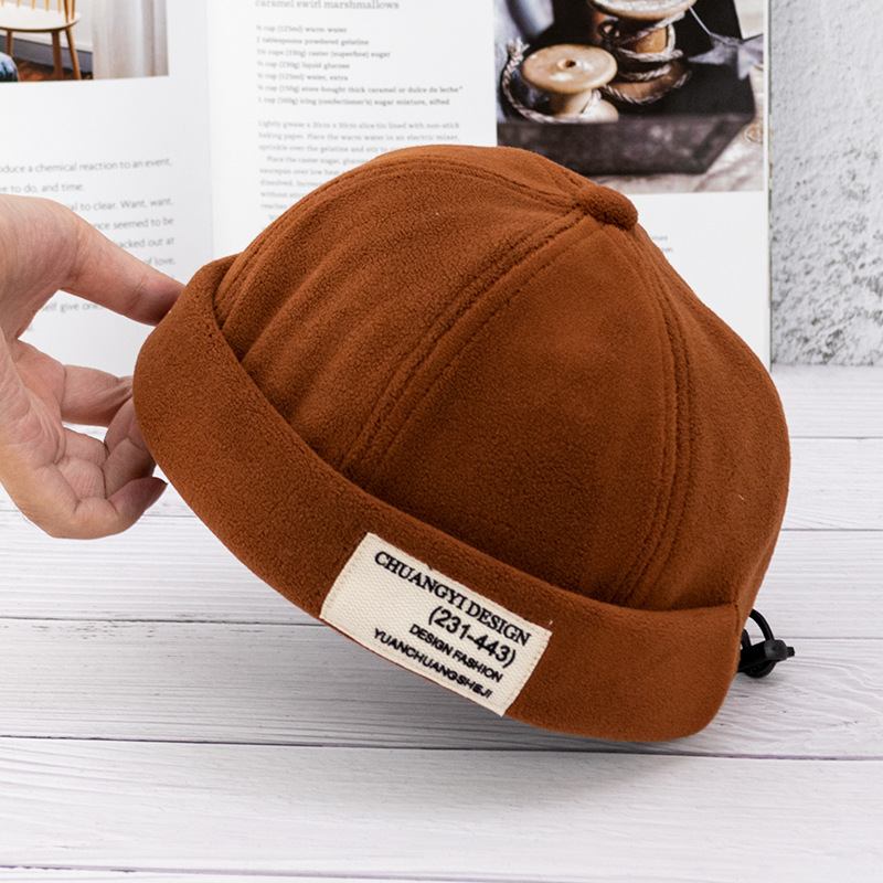 Børstet Plysj Patch Melon Leather Hat Utleier Hat