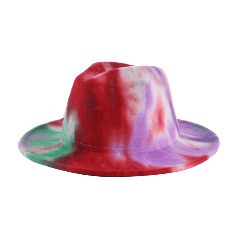 Britisk Stil Menn Og Kvinner Dobbeltsidig Tie-dye Gradient Mote Jazz Hat