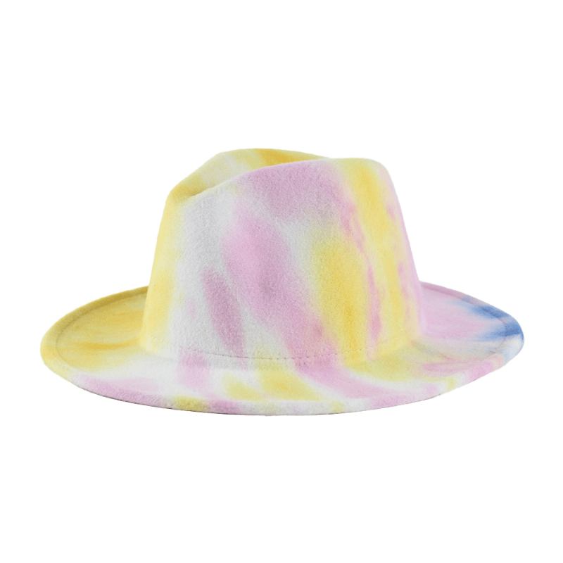 Britisk Stil Menn Og Kvinner Dobbeltsidig Tie-dye Gradient Mote Jazz Hat