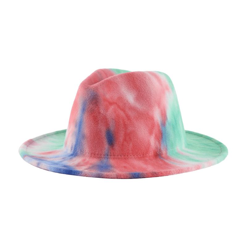 Britisk Stil Menn Og Kvinner Dobbeltsidig Tie-dye Gradient Mote Jazz Hat