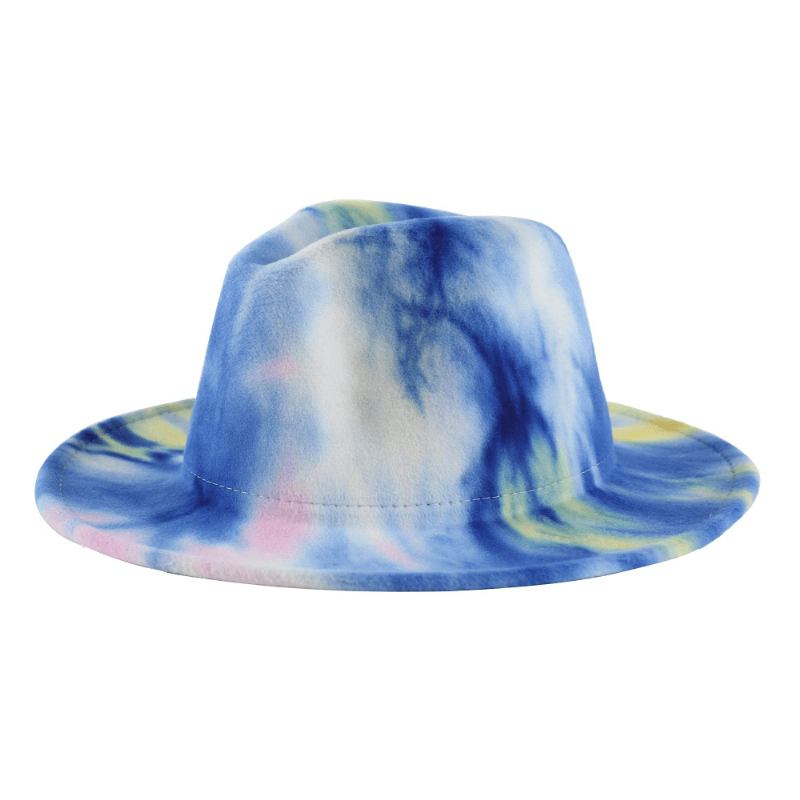 Britisk Stil Menn Og Kvinner Dobbeltsidig Tie-dye Gradient Mote Jazz Hat