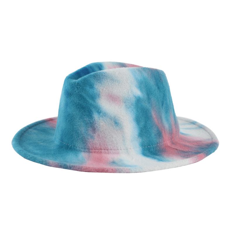 Britisk Stil Menn Og Kvinner Dobbeltsidig Tie-dye Gradient Mote Jazz Hat