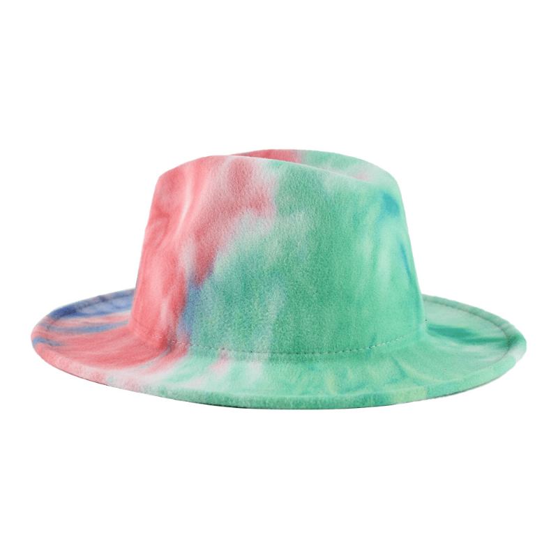 Britisk Stil Menn Og Kvinner Dobbeltsidig Tie-dye Gradient Mote Jazz Hat