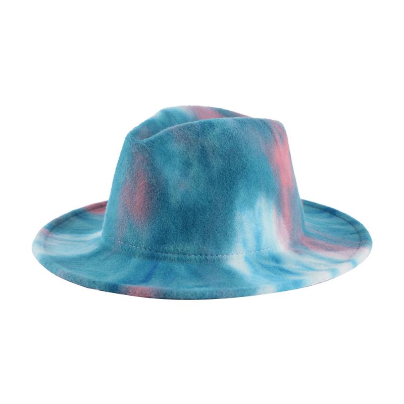 Britisk Stil Menn Og Kvinner Dobbeltsidig Tie-dye Gradient Mote Jazz Hat