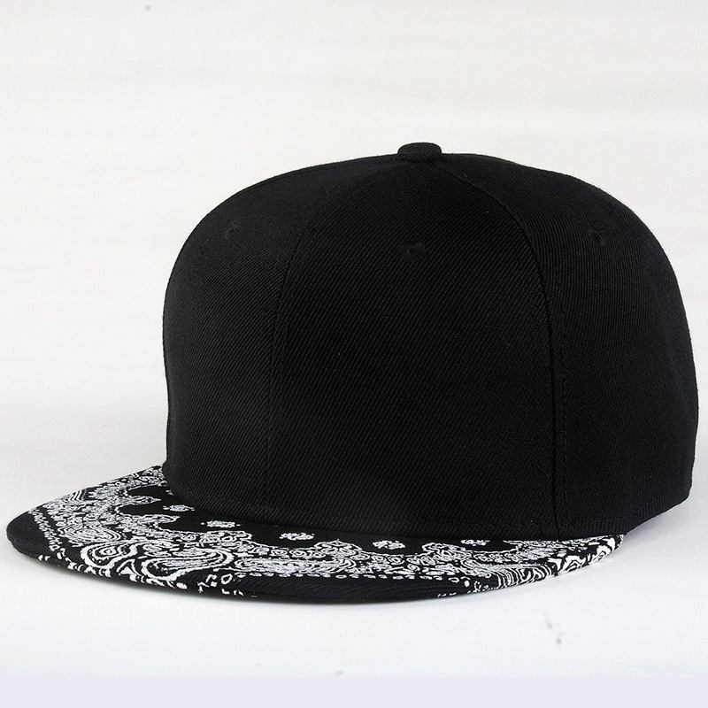 Cashew Blomst Koreansk Hip-hop Lue Flat Brim Lue Motetrykk Baseballcaps For Menn