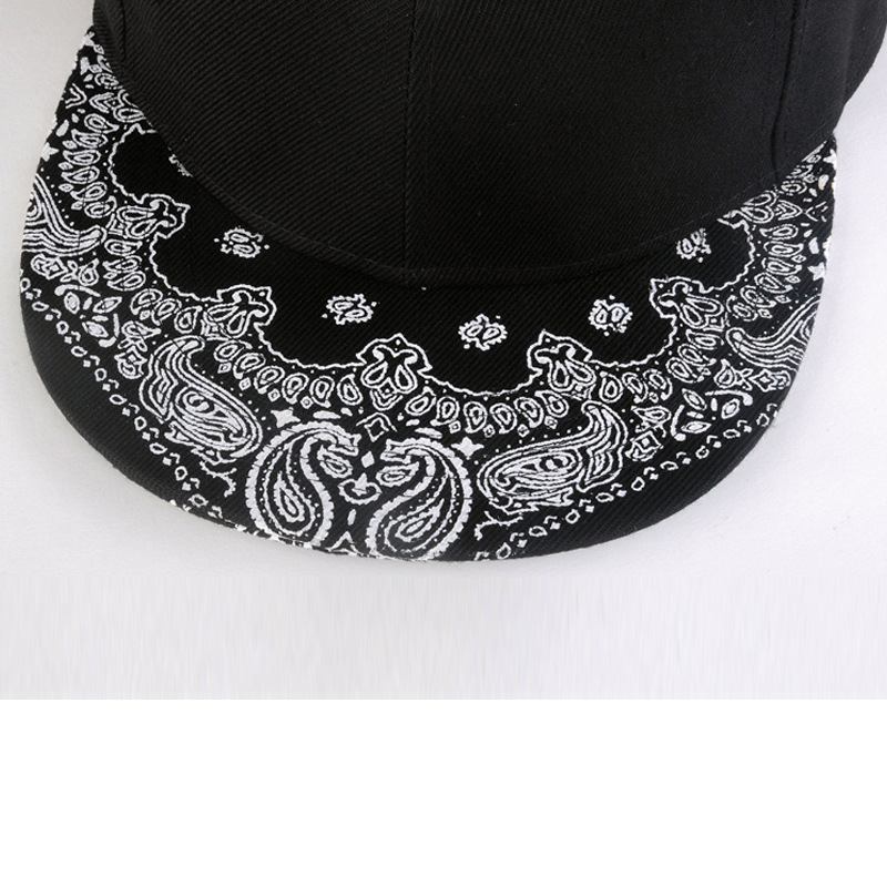 Cashew Blomst Koreansk Hip-hop Lue Flat Brim Lue Motetrykk Baseballcaps For Menn