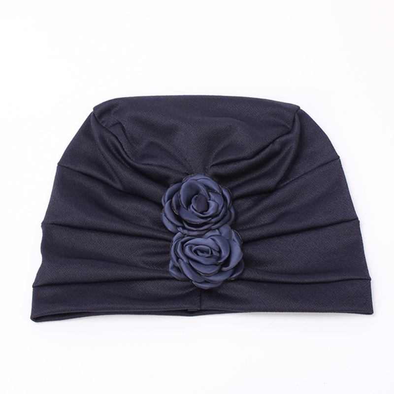 Dame New Side Paste Large Blomstrete Solid Beanie Cap Fritids Cotton Outdoor Bonnet Hat